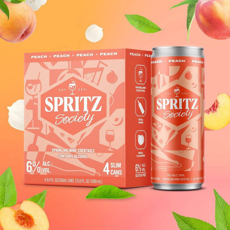 slide 4 of 4, Spritz Society Peach 4Pk/, 8.4 oz