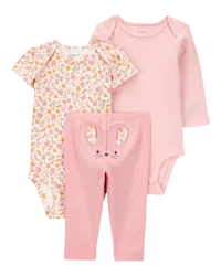 Carter's Baby Girl 3-Piece Floral Mouse Little Character Set - Pink, 3M