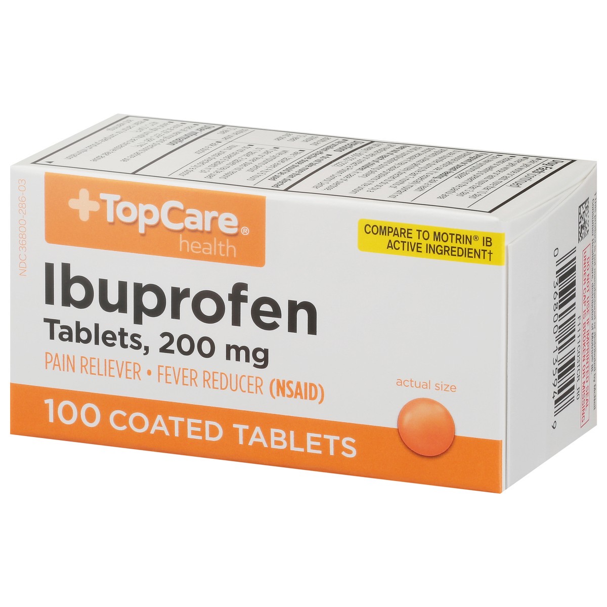 slide 4 of 9, Topcare Ibup Tabs Orange, 100 ct