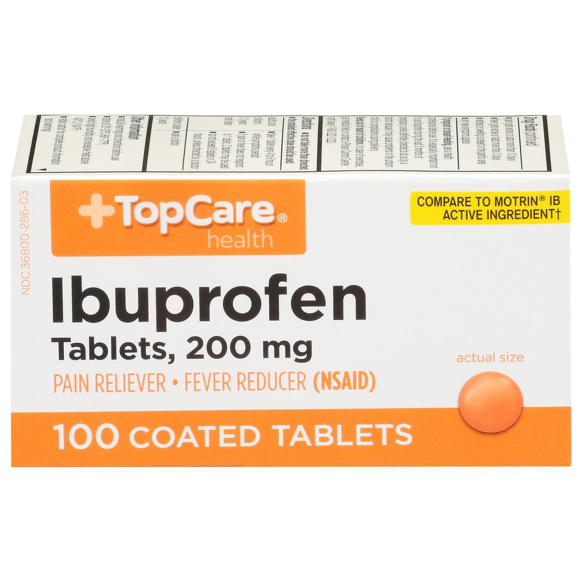 slide 1 of 9, Topcare Ibup Tabs Orange, 100 ct