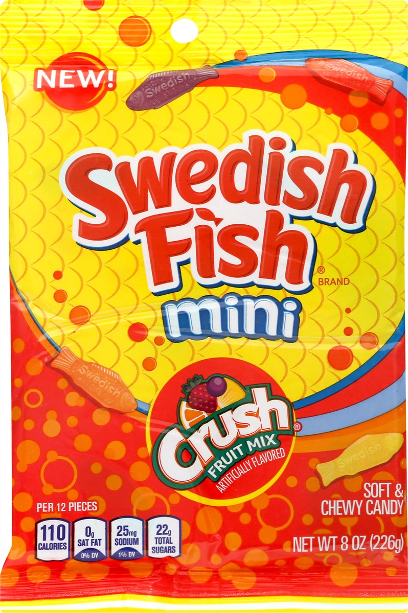 slide 9 of 11, Swedish Fish Mini Crush Fruit Mix Soft & Chewy Candy, 8 oz