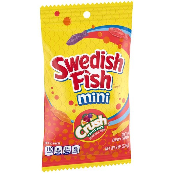 slide 1 of 1, Swedish Fish Mini Crush Fruit Mix Soft & Chewy Candy, 8 oz