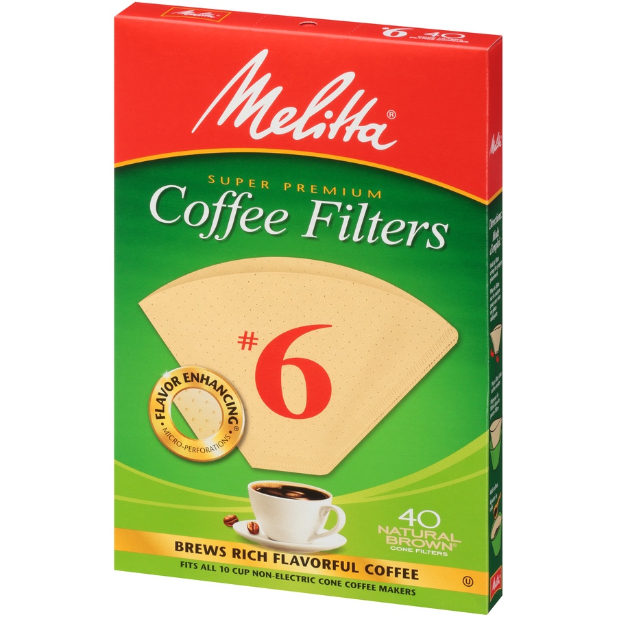 slide 3 of 6, Melitta Coffee Filters - Cone - No. 6 - Natural Brown, 40 ct
