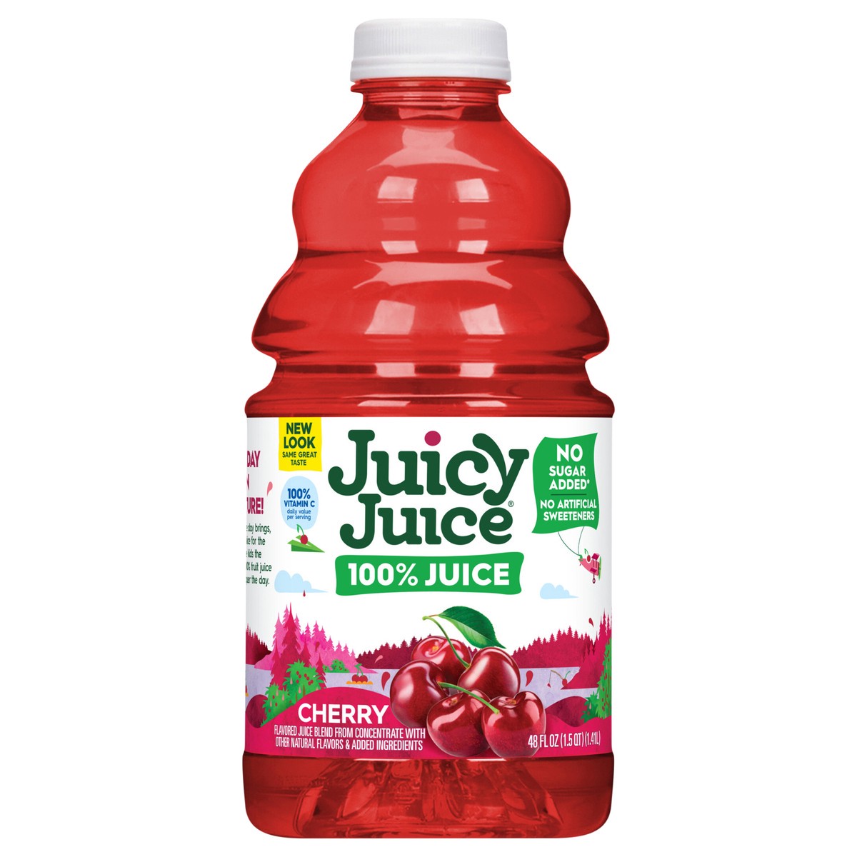 slide 1 of 12, Juicy Juice 100% Juice, Cherry, 48 Fl Oz Bottle, 48 oz