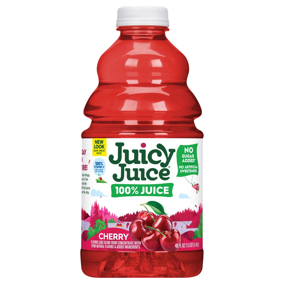 slide 1 of 12, Juicy Juice 100% Juice, Cherry, 48 Fl Oz Bottle, 48 fl oz