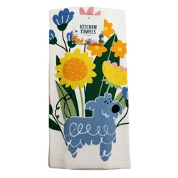 Meijer Corporate Seasonal Spring Schnauzer & Flowers Set of 3 Printed Dual Purpose Kitchen Towels, 16 in x 26 in