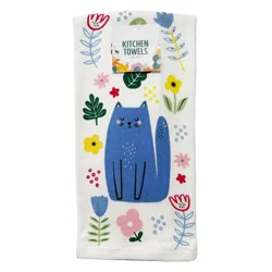 Meijer Corporate Seasonal Spring Flower Market Cat Set of 3 Printed Dual Purpose Kitchen Towels, 16 in x 26 in