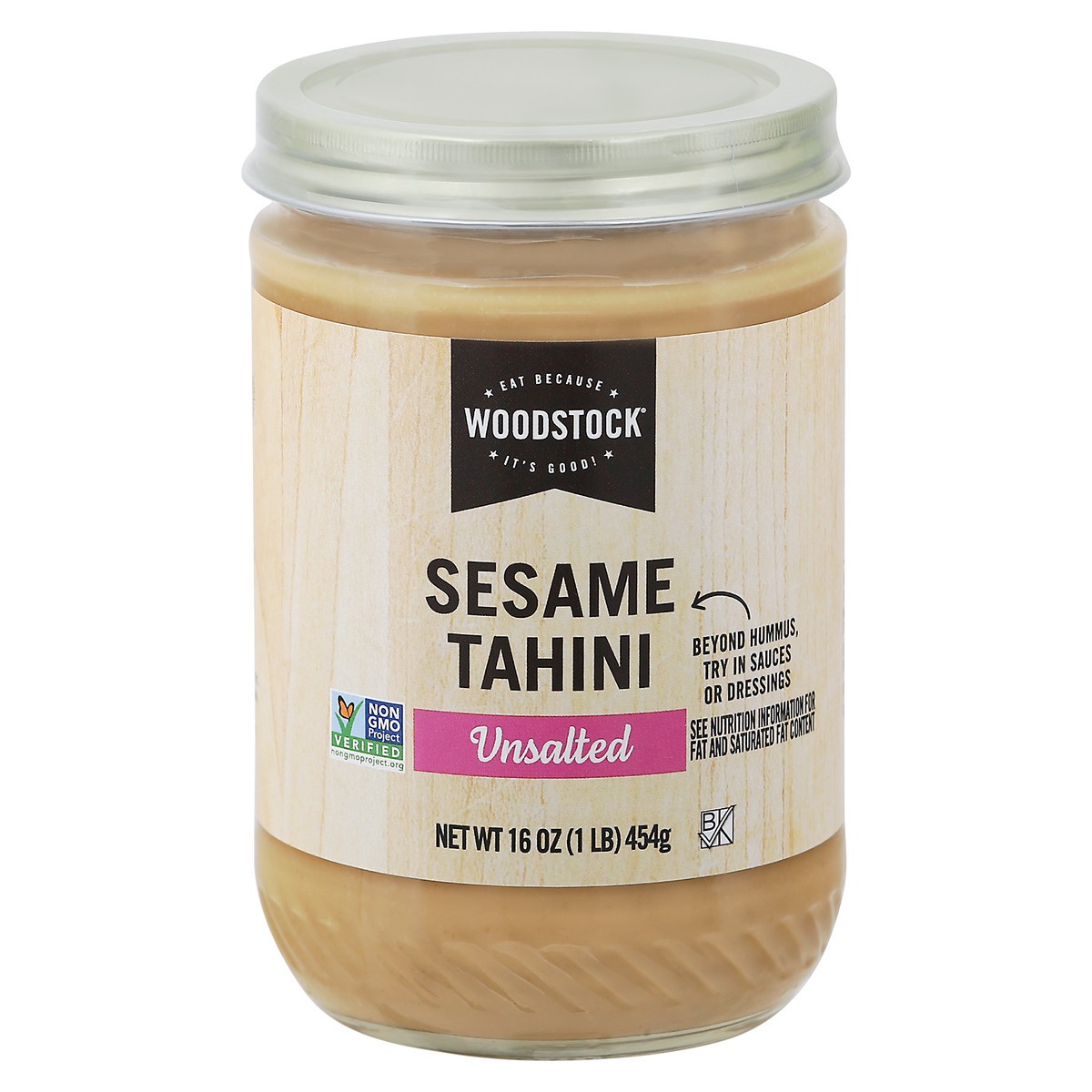 slide 1 of 9, Woodstock Unsalted Sesame Tahini 16 oz, 16 oz