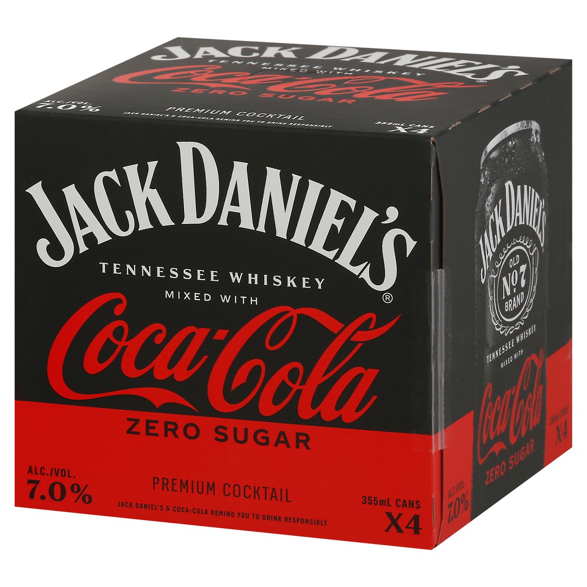 slide 3 of 9, Jack Daniel's Tennesse Whiskey Coca Cola Cocktail 4 - 355 ml Cans, 4 ct; 355 ml