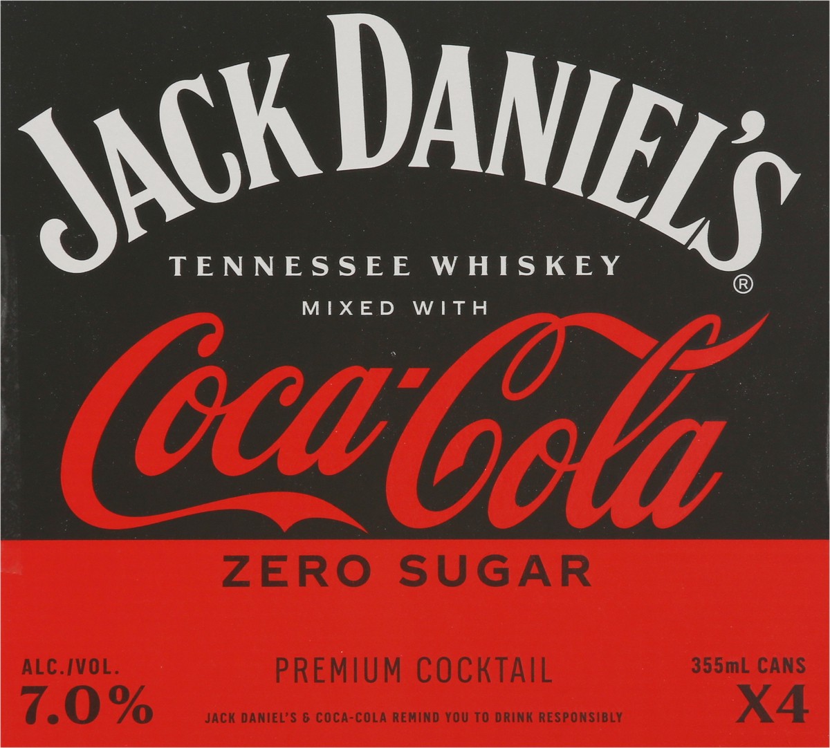 slide 8 of 9, Jack Daniel's Tennesse Whiskey Coca Cola Cocktail 4 - 355 ml Cans, 4 ct; 355 ml