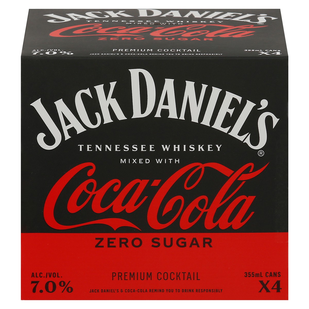 slide 1 of 9, Jack Daniel's Tennesse Whiskey Coca Cola Cocktail 4 - 355 ml Cans, 4 ct; 355 ml