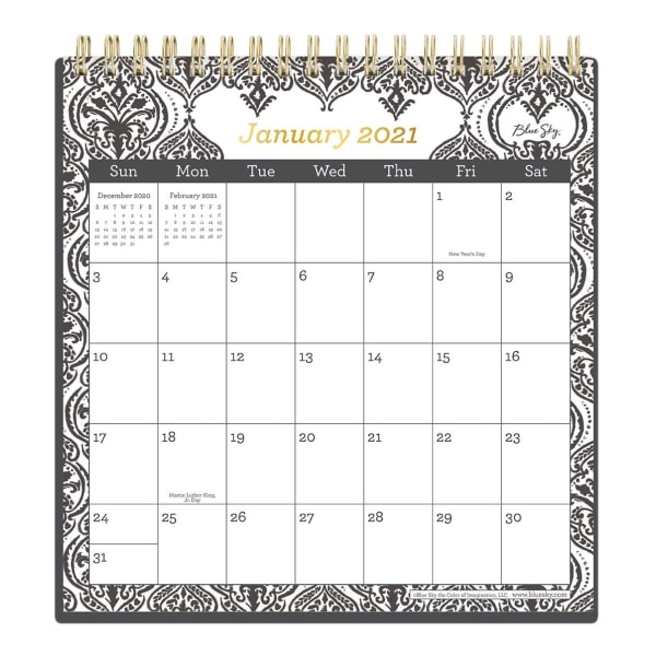 slide 1 of 1, Blue Sky Monthly Desk Calendar, With Stand, 6-1/16'' X 6-3/8'', Brielle, January To December 2021, 122485, 1 ct