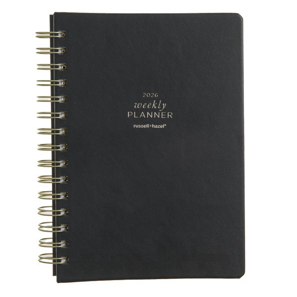 slide 1 of 4, Russell & Hazel 2026 Russell & Hazel Weekly Planner, 6"" x 8"", Black, January To December, 105855, 1 ct
