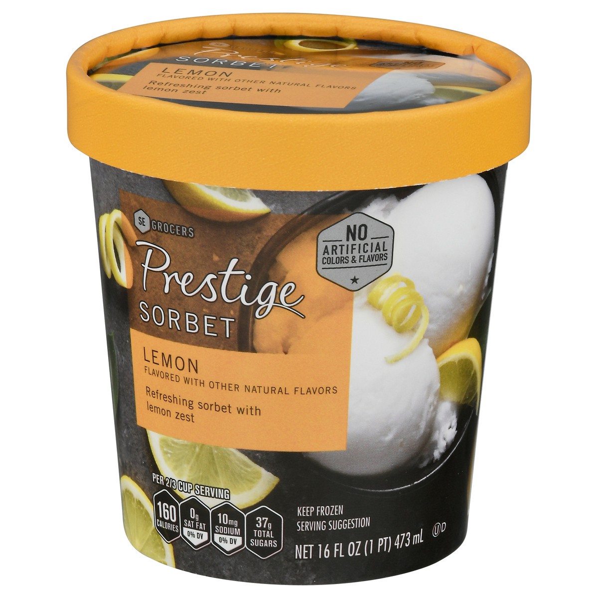 slide 7 of 9, Prestige Lemon Sorbet, 16 oz