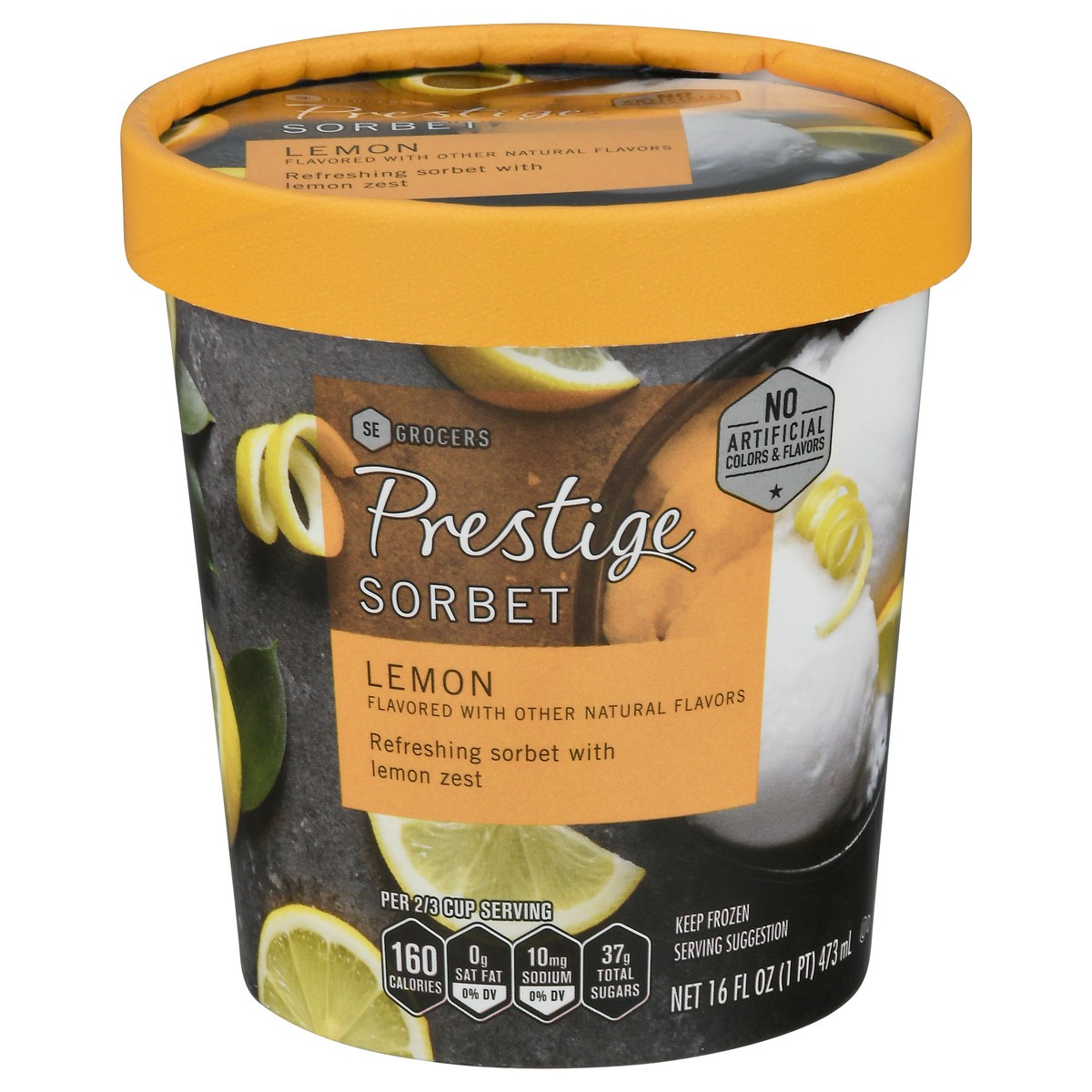 slide 1 of 9, Prestige Lemon Sorbet, 16 oz