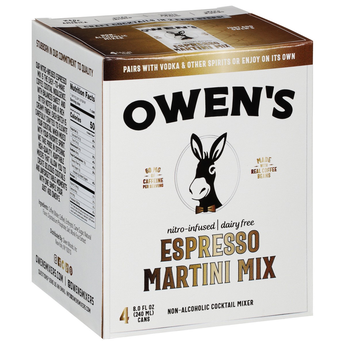 slide 6 of 9, Owen's Non-Alcoholic Espresso Martini Mix Cocktail Mixers - 4 ct, 240 ml