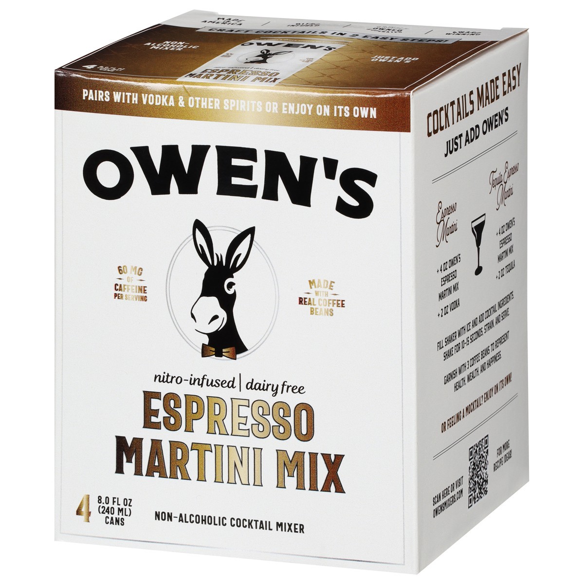 slide 8 of 9, Owen's Non-Alcoholic Espresso Martini Mix Cocktail Mixers - 4 ct, 240 ml
