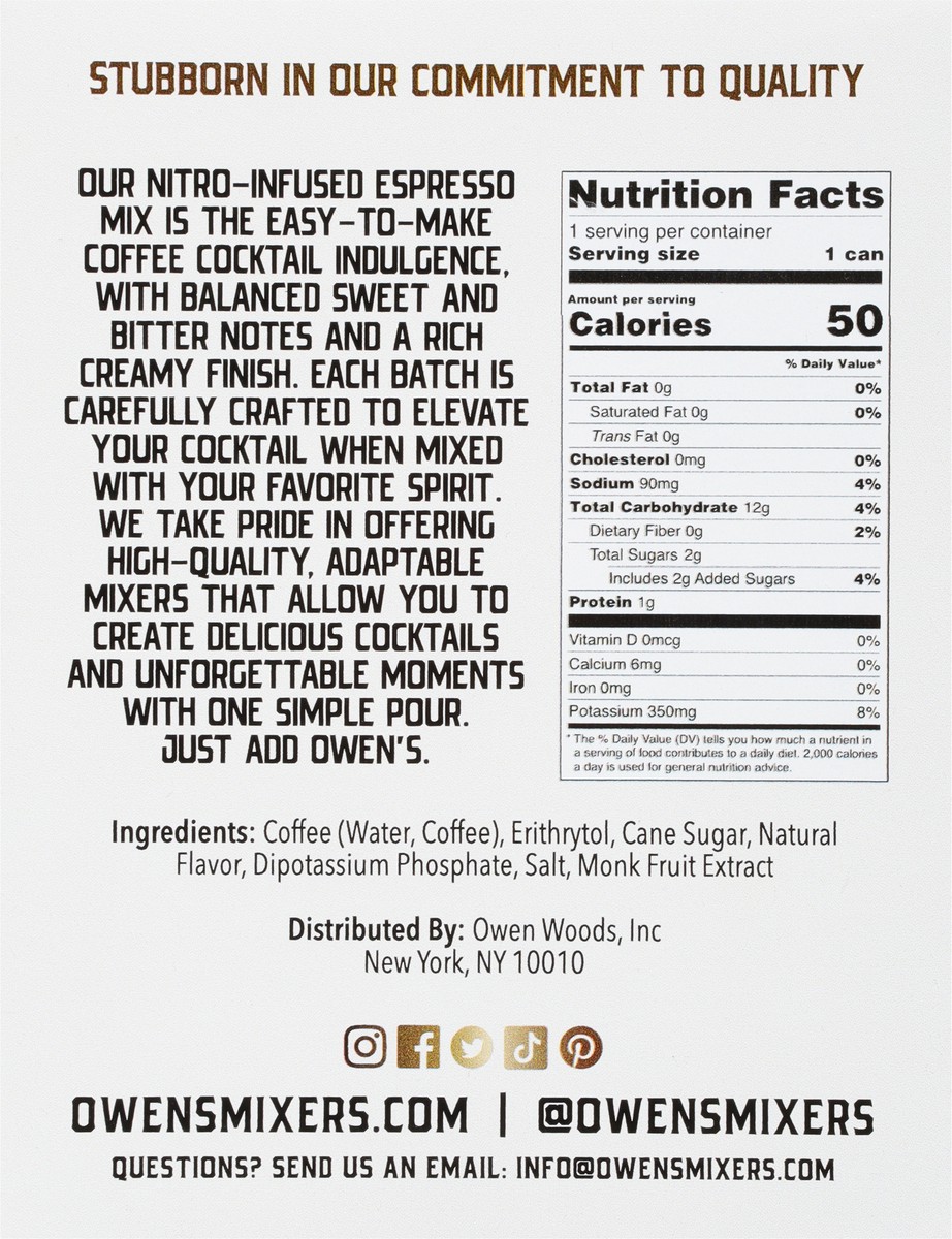 slide 3 of 9, Owen's Non-Alcoholic Espresso Martini Mix Cocktail Mixers - 4 ct, 240 ml