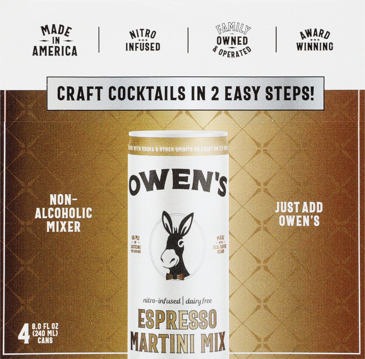 slide 5 of 9, Owen's Non-Alcoholic Espresso Martini Mix Cocktail Mixers - 4 ct, 240 ml