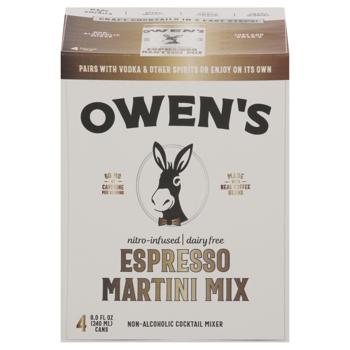 slide 1 of 9, Owen's Non-Alcoholic Espresso Martini Mix Cocktail Mixers - 4 ct, 240 ml