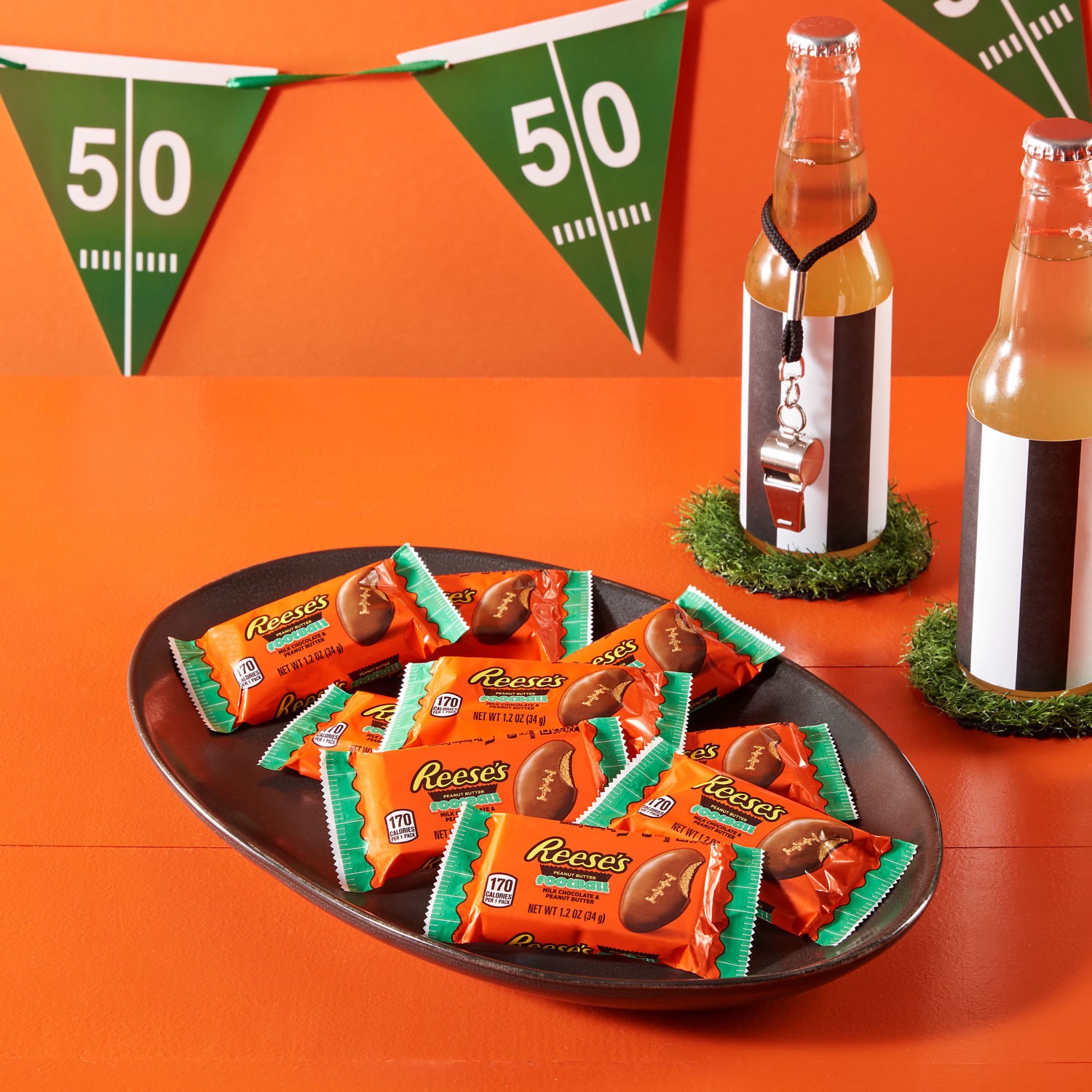 slide 7 of 8, Reese's Milk Chocolate Peanut Butter Football, Candy Pack, 1.2 oz, 1.2 oz