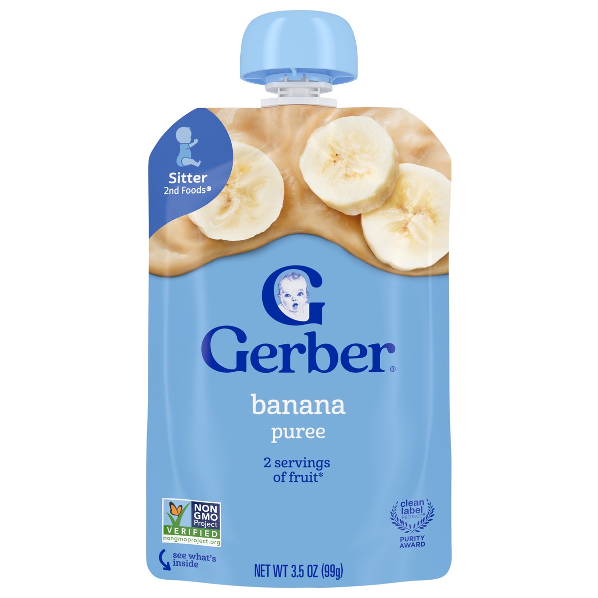 slide 1 of 9, Gerber Natural for Baby Wonder Foods Banana Pouch U032C 3.5 OZ (99g) - Gerber Natural Display Tray, 3.5 oz