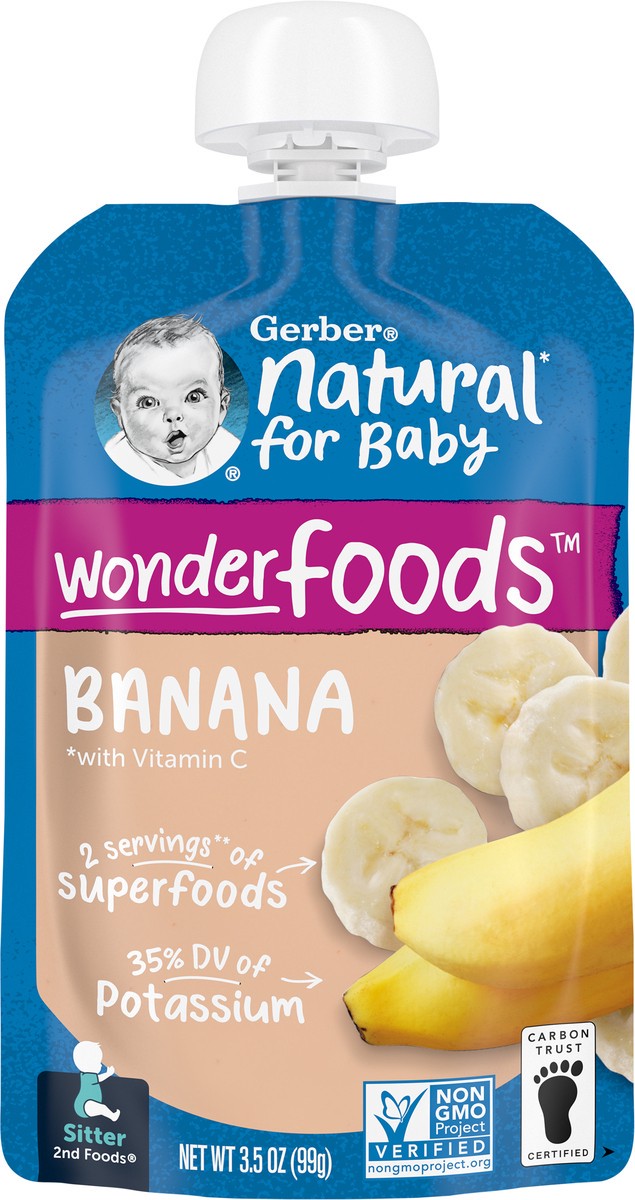 slide 3 of 9, Gerber Stage 2 Baby Food, Banana, 3.5 oz, Pouch, 3.5 oz