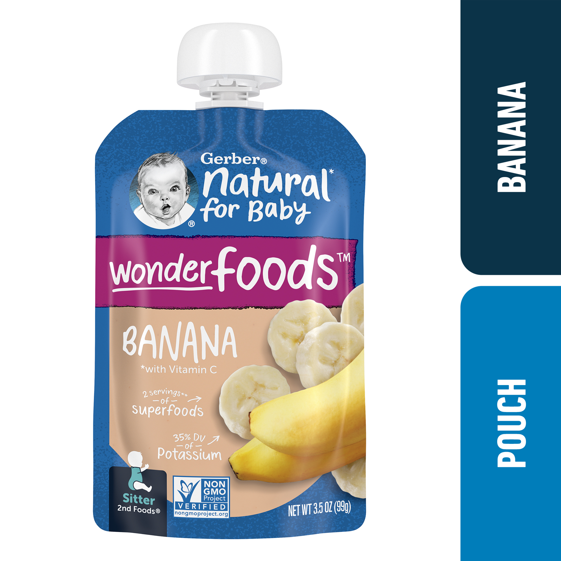 slide 1 of 9, Gerber Stage 2 Baby Food, Banana, 3.5 oz, Pouch, 3.5 oz