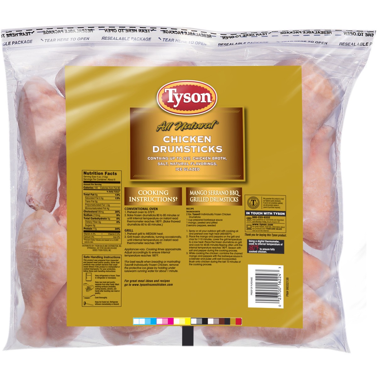 slide 5 of 5, Tyson Chicken Drumsticks, 2.5 lb. (Frozen), 1.13 kg