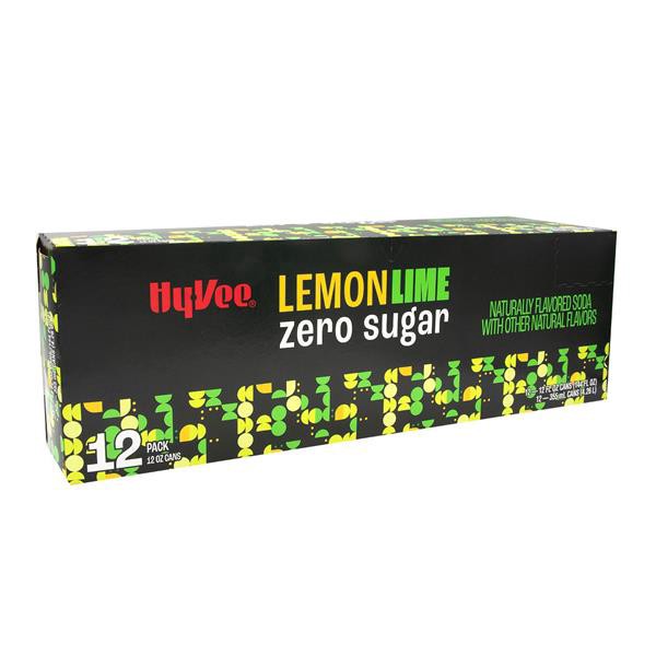 slide 1 of 1, Hy-Vee Zero Lemon Lime 12 Pack, 12 fl oz