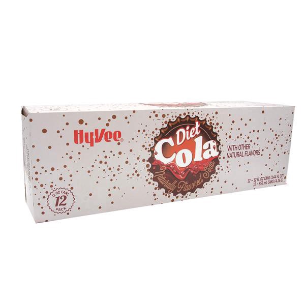 slide 1 of 1, Hy-Vee Diet Cola 12 Pack, 12 fl oz