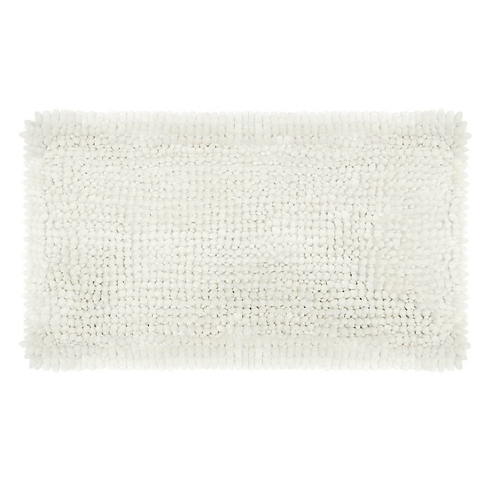 slide 1 of 1, Laura Ashley Butter Chenille Bath Rug - White, 27 in x 45 in