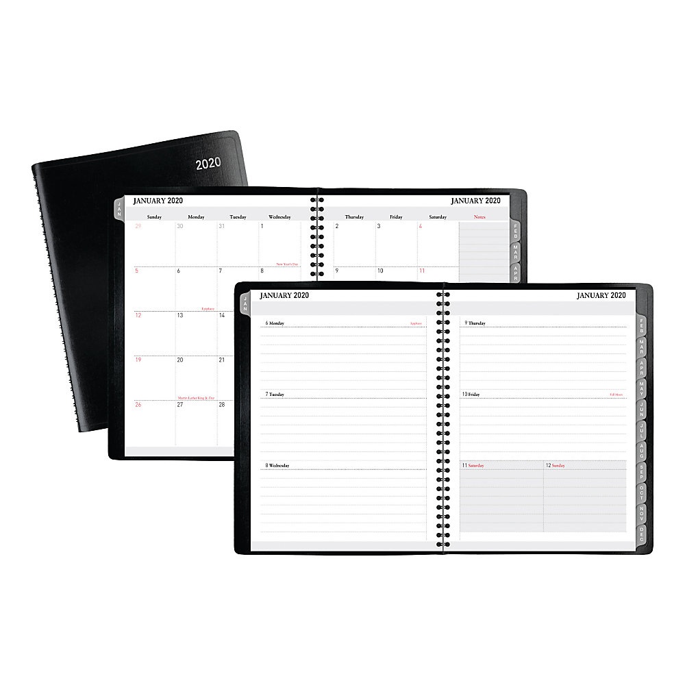 slide 1 of 1, Office Depot Large Weekly/Monthly Planner, 8-1/2'' X 11'', Black, January To December 2020, Od711900, 1 ct