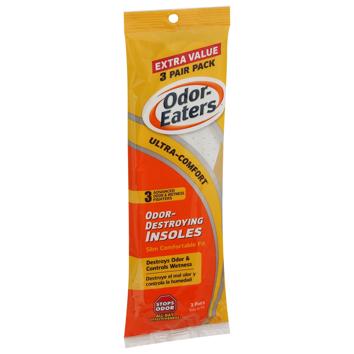 slide 2 of 9, Odor-Eaters Ultra-Comfort 3 Pair Pack Extra Value Odor-Destroying Insoles Extra Value 3 ea, 3 ct