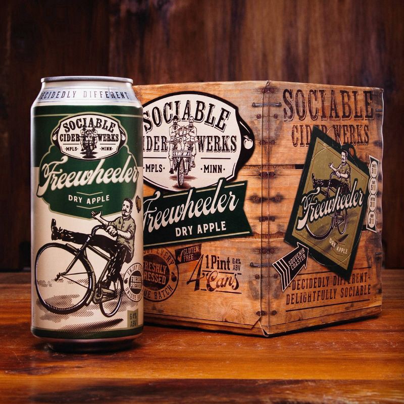 slide 3 of 4, Sociable Cider Werks Sociable Freewheeler Dry Apple Hard Cider - 4pk/16 fl oz Cans, 4 ct; 16 fl oz