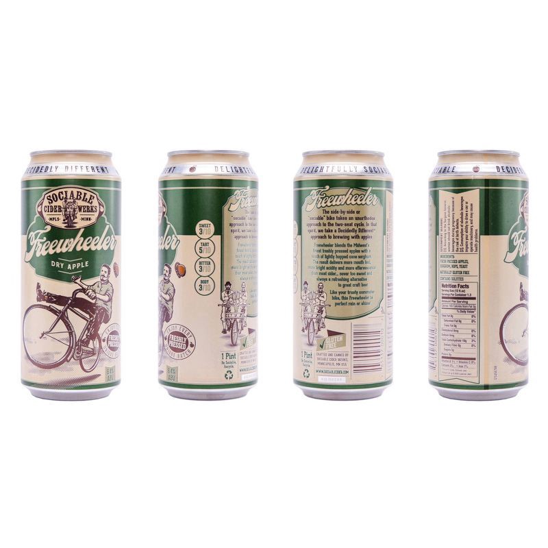 slide 2 of 4, Sociable Cider Werks Sociable Freewheeler Dry Apple Hard Cider - 4pk/16 fl oz Cans, 4 ct; 16 fl oz