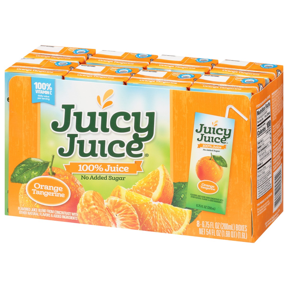 slide 2 of 9, Juicy Juice 100% Juice, Orange Tangerine, 8 Count, 6.75 FL OZ Juice Boxes, 6.75 fl oz