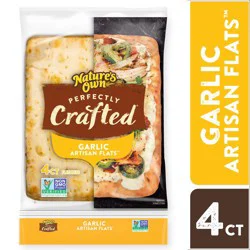 Nature's Own Perfectly Crafted Garlic Artisan Flats, Garlic Non-GMO Flatbread, 4 Count
