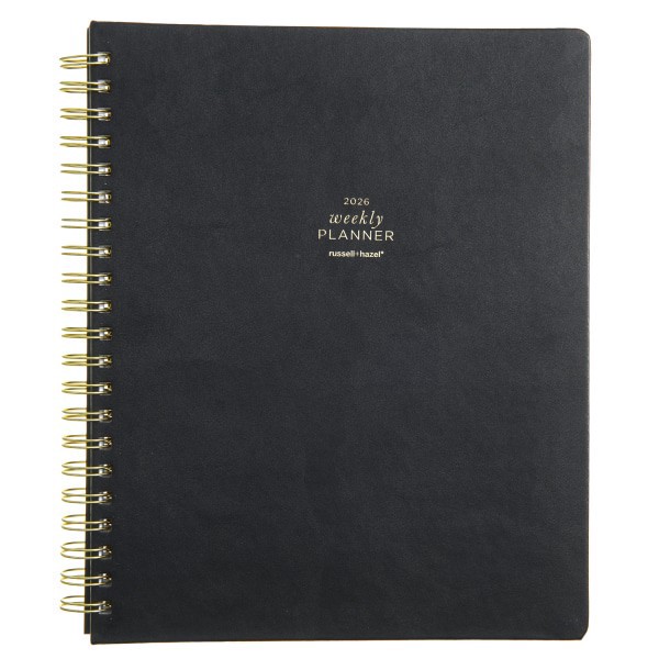 slide 1 of 4, Russell & Hazel 2026 Russell & Hazel Weekly Planner, 9"" x 11"", Black, January To December 2026, 105849, 1 ct
