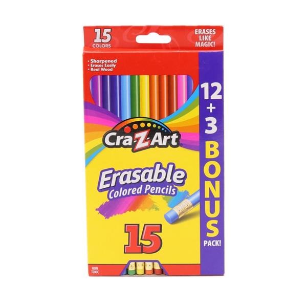 slide 1 of 1, Cra-Z-Art Erasble Colored Pencils, 15 ct