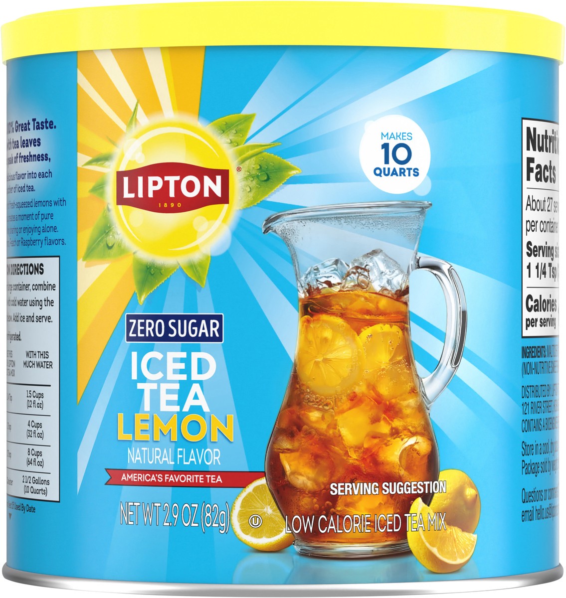 slide 8 of 8, Lipton Zero Sugar ITM 10qt Lemon, 2.9 oz