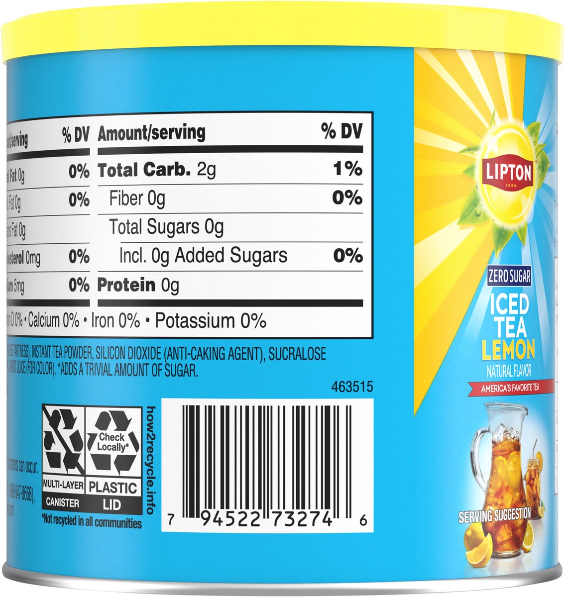 slide 2 of 8, Lipton Zero Sugar ITM 10qt Lemon, 2.9 oz