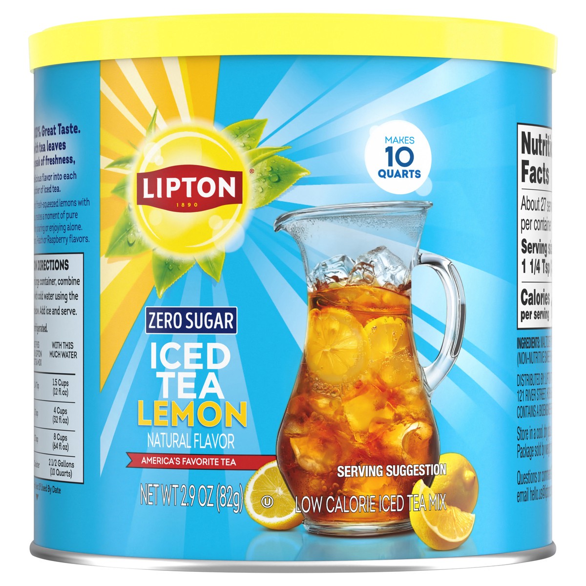 slide 1 of 8, Lipton Zero Sugar ITM 10qt Lemon, 2.9 oz