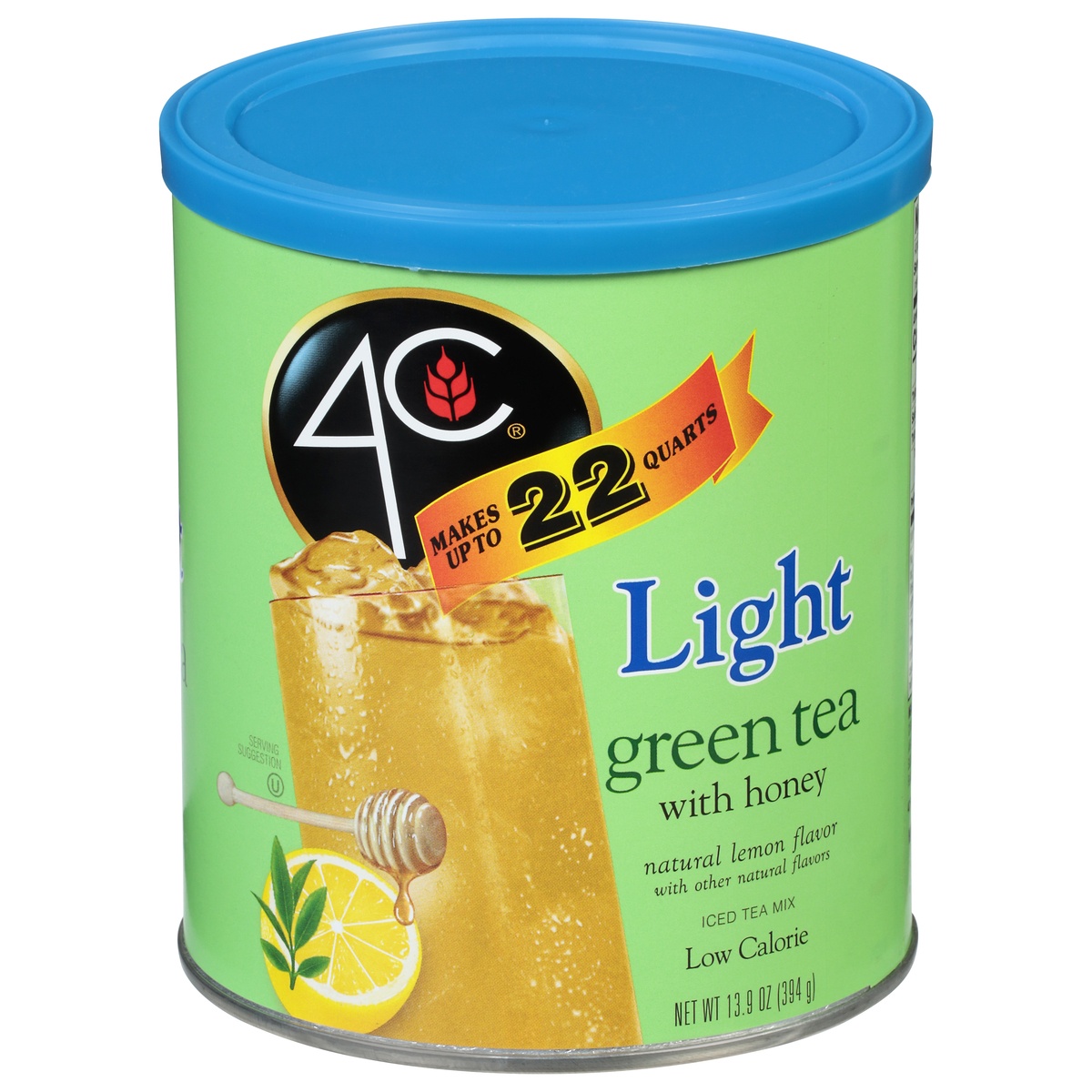 slide 1 of 1, 4C Light Low Calorie Green Tea Iced Tea Mix with Honey 13.9 oz, 13.9 oz