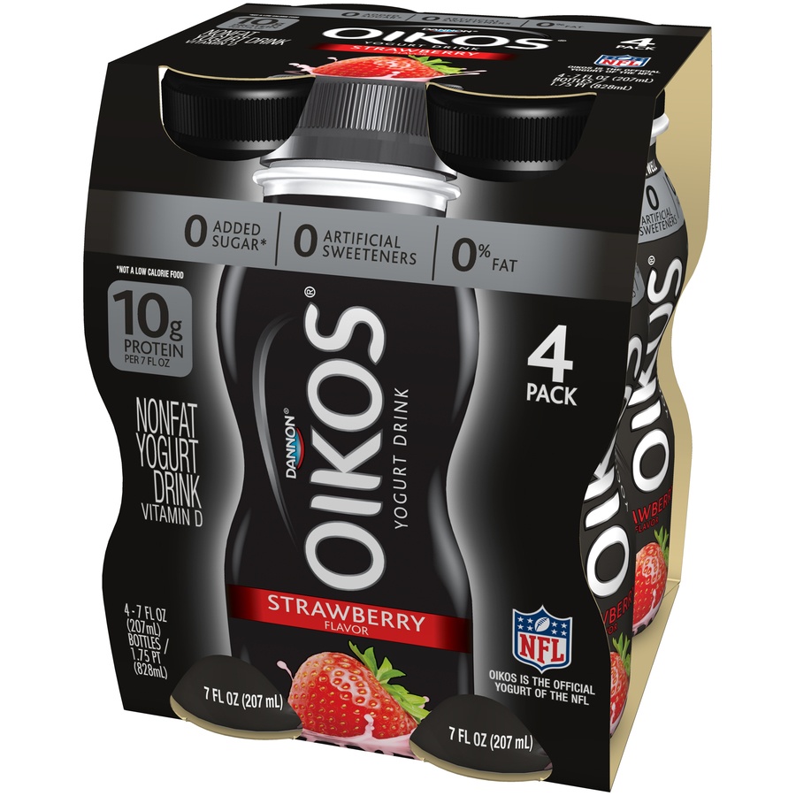 slide 1 of 1, Oikos Strawberry Greek Yogurt Drink, 4 ct; 7 oz