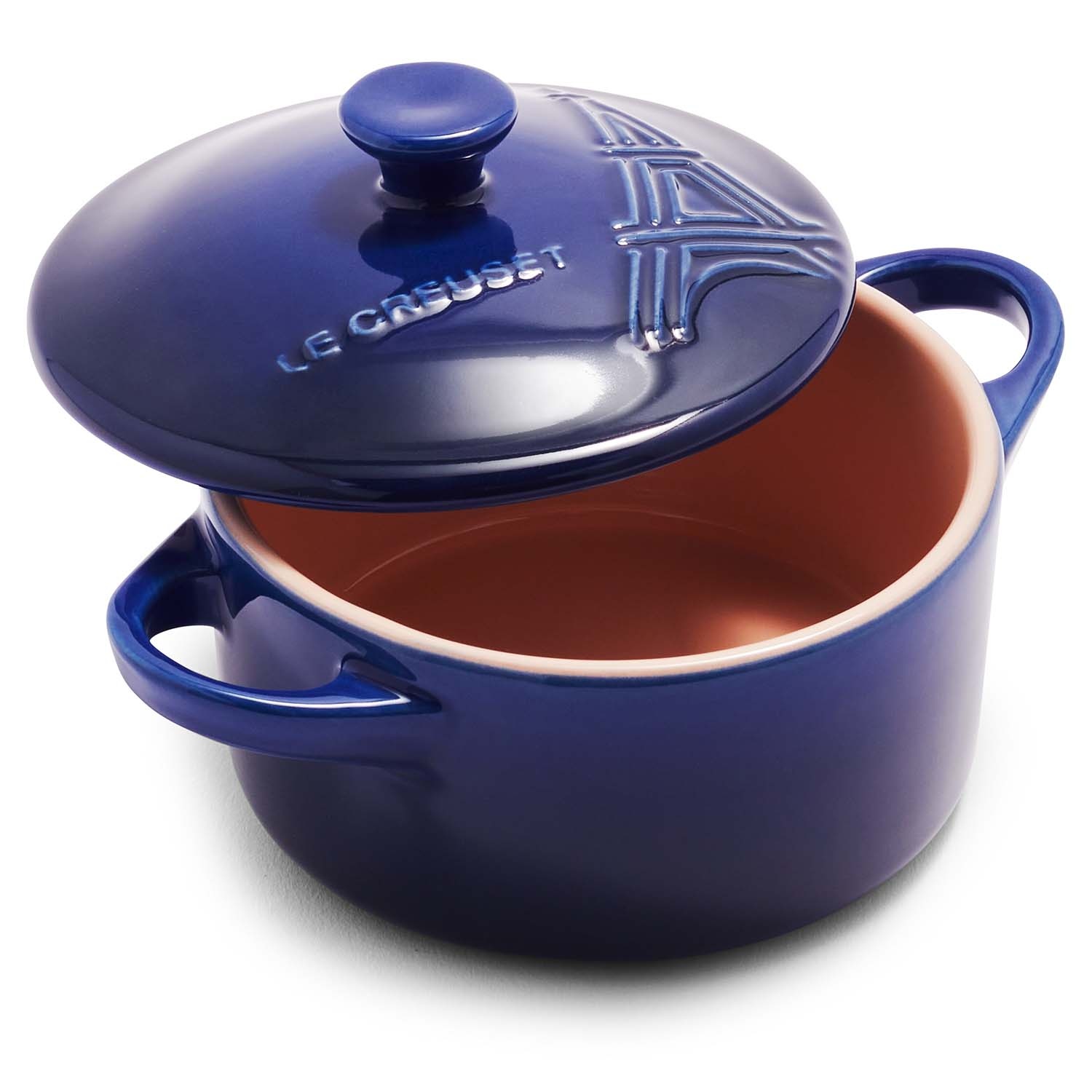 slide 1 of 1, Le Creuset Eiffel Tower Petite Cocotte with Lid, Indigo, 0.25 qt