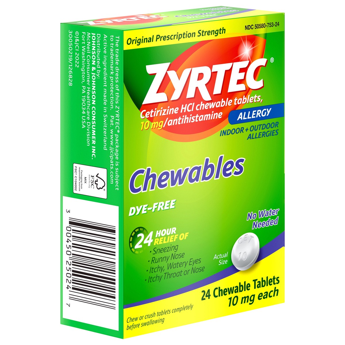 slide 3 of 7, Zyrtec Adult Allergy Relief Chewable Tablets, 24 ct; 10 mg