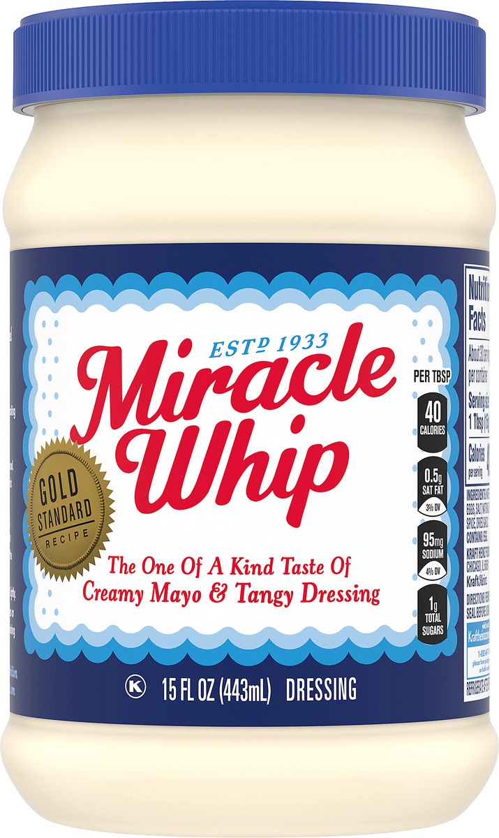 slide 1 of 5, Miracle Whip Mayo-like Dressing, 15 fl oz Jar, 15 fl oz