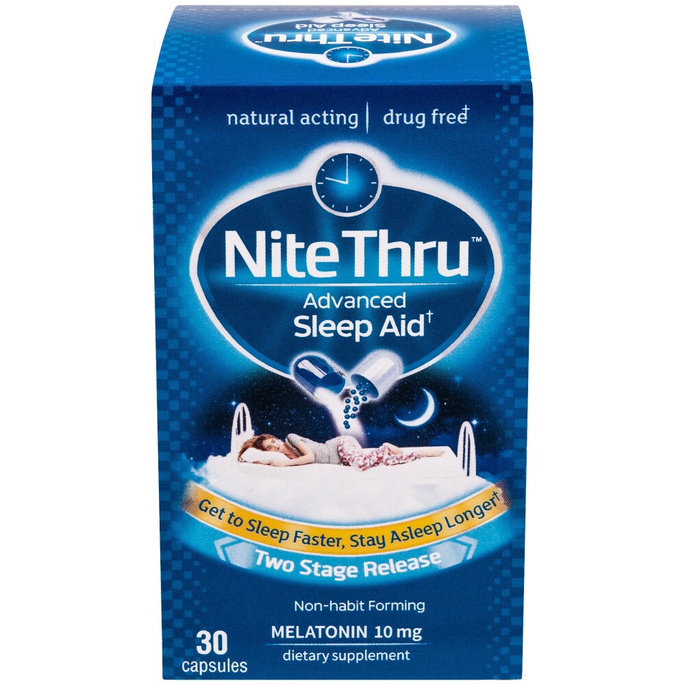 slide 1 of 2, Nitethru Advanced Melatonin Sleep Aid Capsules, 30 ct