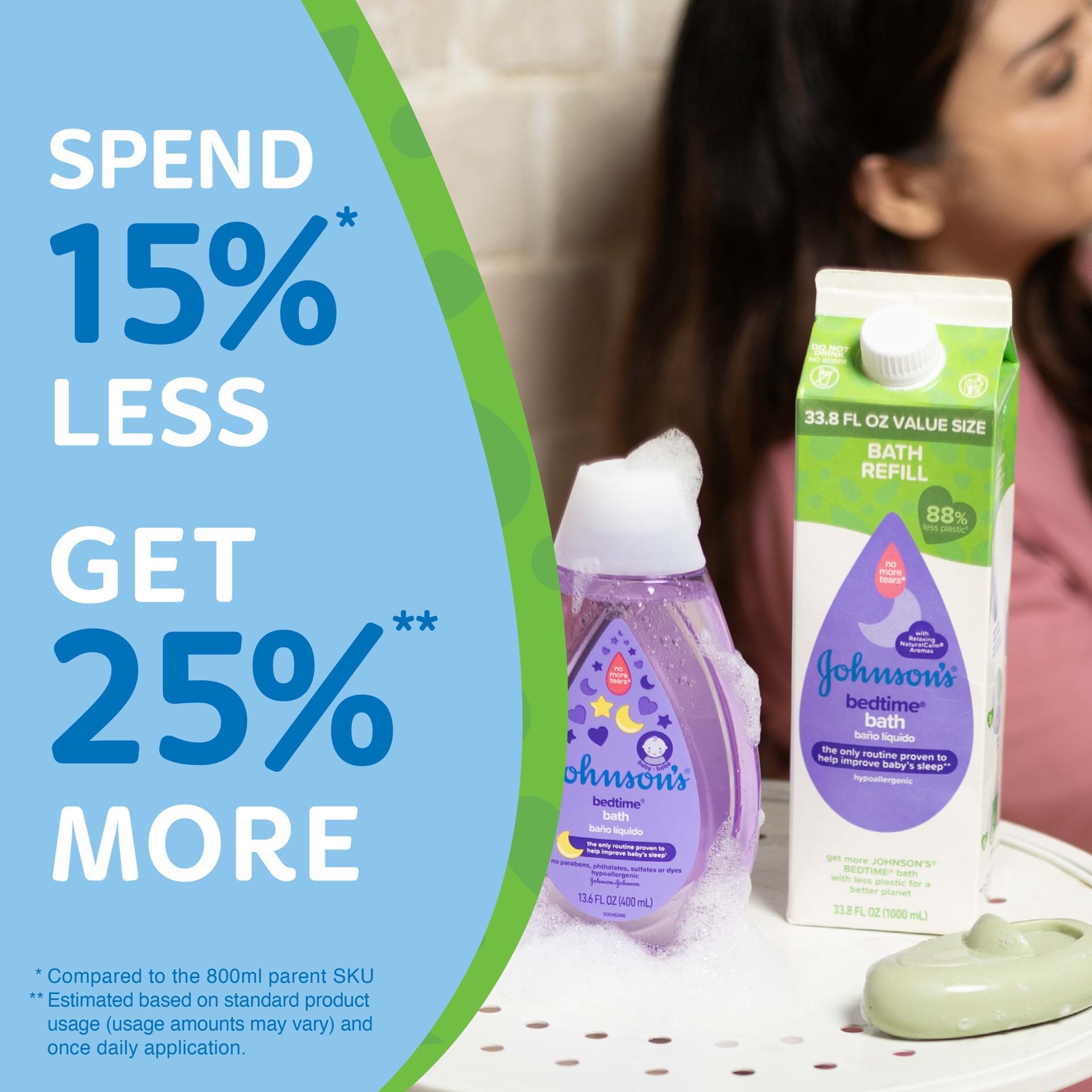 slide 3 of 9, Johnson's No More Tears Bedtime Baby Bath Refill, NaturalCalm Aromas, 33.8 fl. oz, 33.8 fl oz